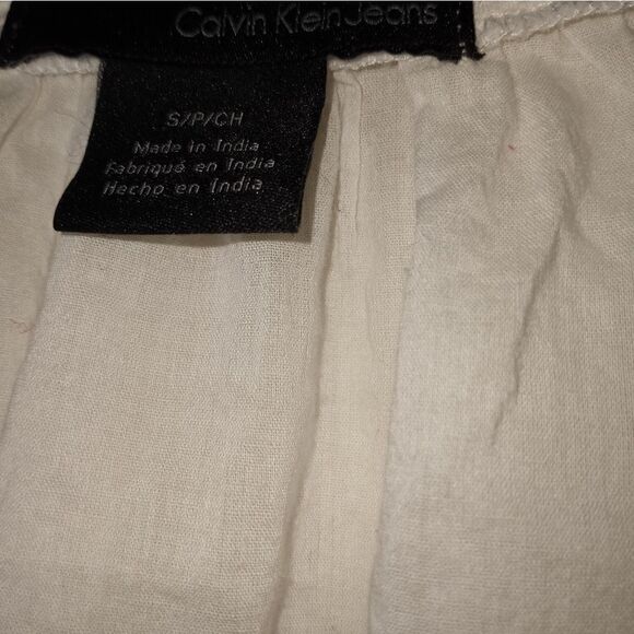 CalvinKleinJeansS/PFitandFlareBabydoll 100%CottonWhite3/4SleeveBeaded Women'sTop - Picture 2 of 9